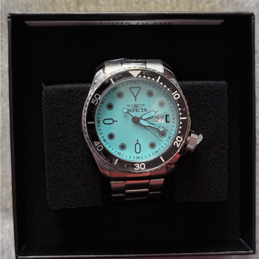 Invicta Men's Silver and Aqua Watch Stainless Steel